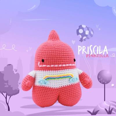 Priscilla Pinkzilla - Mundo Fantástico - Enfibras Amigurumis